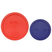 Pyrex 323-PC (1) 1.5qt Red and (1) 322-PC 1qt Blue Plastic Lid