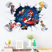 3D Wall Sticker Removable Super Mario Bros Game Kids Broken Wall Bedroom Decor