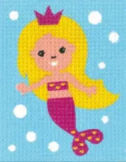 DIY Vervaco i Stitch Mermaid Kids Needlepoint Beginner Starter Kit 5" x 7"