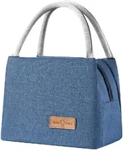 Lunch Bags Cooler Tote for Women Men Kids, MH MOIHSING Portable Insulated Thermal Lunch Tote Bag, Leakproof Lunch Box Canvas Cold Food Container for Office Work School Picnic, Travel Lunchbox - Blue