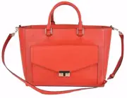 New Tory Burch $595 Masaai Red Saffiano Leather T Lock E/W Purse Bag Handbag
