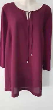 LADIES *AUBERGINE (BURGUNDY) *AUTOGRAPH TOP*TIE UP *SIZE 16* *NEW WITH TAGS *