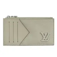 在飛比找Yahoo奇摩購物中心優惠-LV M82282 AEROGRAM 牛皮拉鍊卡片零錢包(灰