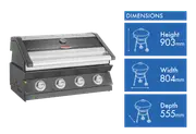 BeefEater 1600 Series Dark 4 Burner Built In BBQ w/ Cast Iron Burners & Grills - Body Only