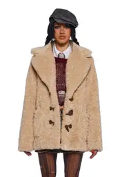 [Dolls Kill] Garage Band Sherpa Cropped Coat (Brooklyn)