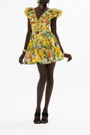TIERED SHORT DRESS WITH NECK FRILL PATHS OF GOLD