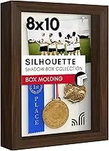 Americanflat 8x10 Shadow Box Frame in Walnut with Soft Linen Back - Engineered Wood Frame with Shatter-Resistant Glass for Wall and Tabletop Display