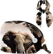 [YTYVAGT] Scrub Caps Women,Scrub Hats Suitable for Women,African Animal Family Elephant