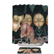 Halloween Witchy Sisters the Pet Bizarre Dragon Shower Curtain