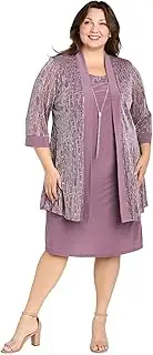[R&M Richards] Women's Metallic Knit Jacket Dress