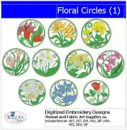 Embroidery Design Set - Floral Circles(1) - 10 Designs - 9 Formats - USB Stick