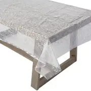 White Lace-Printed Rectangle Disposable Plastic Tablecloth 108" x 54"