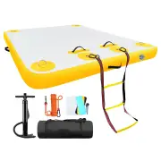 WaveRite 8x6ft Inflatable Dock Floating Platform for Lakes, Pools & Oceans Large Swimming Pad with Multi-Functional Desi
