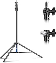 [NEEWER] 9.2ft/2.8m Air Cushioned Light Stand, Heavy Duty All Metal Tripod Stand with 1/4" to 3/8" Reversible Spigot, 3 Way Mounting Interface & Metal Locking Knobs, Max Load 5.5lb/2.5kg, ST-280AC