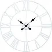Outdoor Garden Wall Clock, Retro Wrought Roman Numeral Iron Art Wall Clock Garden Clocks Outdoor Waterproof Indoor Outdoor Decoration Outside Clock Outdoor Wall Clock Metal 40cm Wh