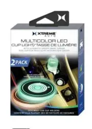 Xtreme Auto Multicolor LED Cup Light 2-Pack with Smart Sensor Rechargeable