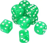 uxcell 10Pcs 6 Sided Colored Standard Dice, Acrylic D6 Mini Polyhedral Pearl Pattern Game Dice Set for Table Games or Math Learning, Light Green/White Point
