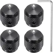 uxcell 4 Pcs Aluminium Potentiometer Knobs, 1/4"(6mm) IDx5/8(15mm) ODx1/2(13mm) Height Universal Volume Tone Control Knobs for Guitar, Bass, Arrow Indicator, Black