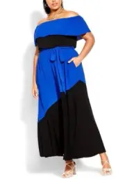 CITY CHIC Colourburst Maxi Dress Cobalt/Black Plus Sz Small/16 NWT [RRP $139.95]