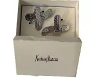 Neiman Marcus Napkin Rings Silver Hammered Butterfly Flower Shaped