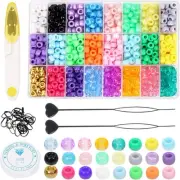1254Pccs Multicolored Plastic Pony Beads Kit Rainbow Kandi Beads Pony Hair Beads