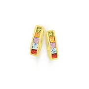 9ct Gold, And Gemstone Huggie Earrings in Multi-colour