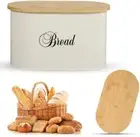 Kitchen Bread Bin with Bamboo Chopping Board Lid (CREAM)
