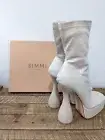 Simmi London Flare Heel Platform Boots In Stone Croc NEW In Box