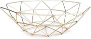 TEETOOKEA Golden Fruit Basket, Metal Wire Fruit Bowl for Kitchen Counter, Countertop, Home Decor, Table Centerpiece Decorative Hold Vegetables, Bread, Snacks, Potpourris