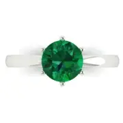 1.50 ct Round Cut Emerald Stone Wedding Promise Engagement Ring 14k White Gold