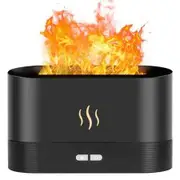Aromatherapy Flame Light Quiet Mist Humidifiers Aroma Air Diffusers with Auto Shut-Off Protection Atomization Night Light USB Color Black Warm Light