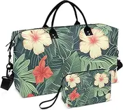 [ZRYSMY] Duffel Bag for Traveling, Tropical Palm Tree Floral Travel Bag Gym Bag, with Multiple Interior Pockets Shoulder Weekender Bag for Women Men with Toiletry Bag 20.5L x 1.9W x 13.8H
