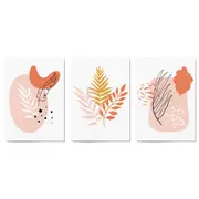 Set of Minimal Pink Plant Drawings Wall Art