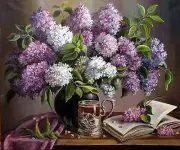 Chart Needlework Crafts DIY Counted Cross Stitch Patterns - Tea with Lilacs
