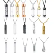 24" Hourglass Cylinder Pendant Men Necklace Ash Urn Cremation Memorial Container