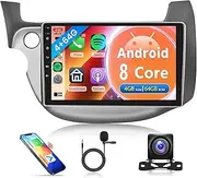 8 Core 4G+64G Car Radio for Honda Fit 2008-2013, Rimoody 10.1 Inch Android 13 Car Stereo Carplay Android Auto GPS Navigation WiFi Touch Screen Mirror Link Bluetooth FM/RDS SWC Backup Camera