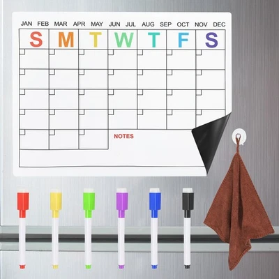 Magnetic Calendars for Fridge, 16"x12" Weekly Monthly Planner, White