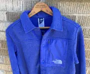 NEW The North Face Boys Large Sweater Fleece Button Cave Blue Heather Zip Pocket
