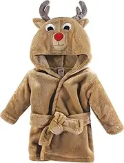 Hudson Baby Unisex Baby Plush Animal Face Bathrobe, Boy Reindeer, 0-9 Months