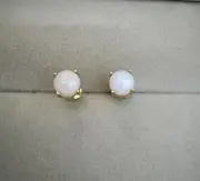 Natural 2.00 Carat Opal Round Shape Stud Earrings 18K Yellow Gold