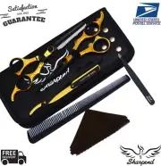 6.5" New Professional Barber Hairdressing Scissors Set Gold Edition & Razor Kit