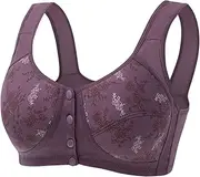 [WAJCSHFS] Bras for Women Front Closure Bras Comfortable Bra for Seniors Support Wide Back Full Coverage Bras, Zc-purple