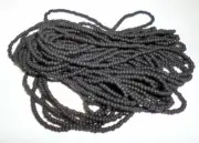 Seed Beads Deep Black Matte frosted Opaque Glass Czech Full Hank 11/0
