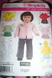 SIMPLICITY 18” DOLL CLOTHES SEWING PATTERN 4297