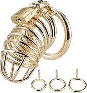 Cock Cage Male Chastity Device Locked Cage Sex Toy,Lock Contains 3 Rings of Different Sizes and Unlocking Keys，Metal Cock cage Sex Toys