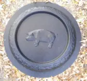 Pig birdbath mold concrete plaster mould 16" x 1.5" thick holds 1/2" water/seed