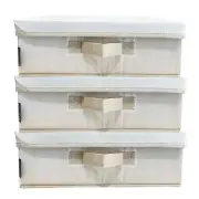 3 PK Foldable Storage Basket Bin Set Storage Cube Box Canvas Fabric Collapsible