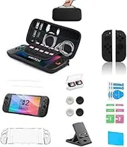 7 in 1 Accessories Bundle Compatible with Nintendo Switch 2 (2025) - Carrying Case, Dockable Protective Cover, HD Screen Protector, Silicone Joy-Con Skins