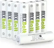 MXBatt Rechargeable Batteries AA Nimh 1.2 V 3200 mAh High Capacity AA Batteries Charge Up to 1200 Times Again on 8 Pieces for Toy Cars, Remote Controls and Home Appliances