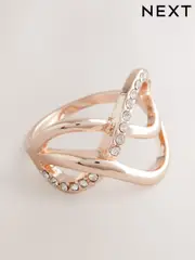 Rose Gold Tone Pave Twist Ring (F21029) | $16